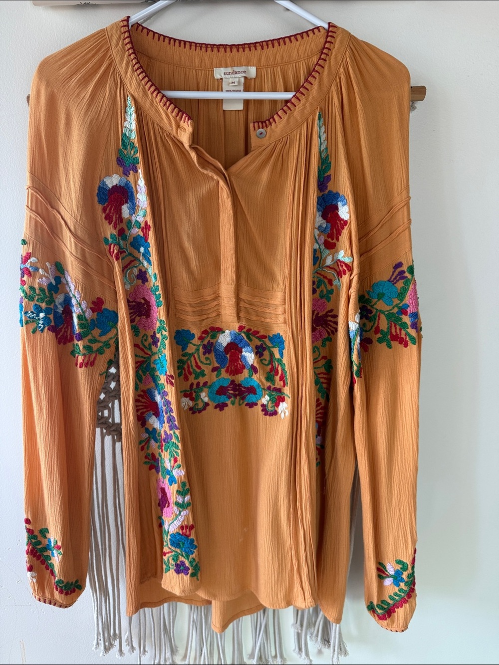 Sundance Caramel Orange Embroidered Boho Tunic